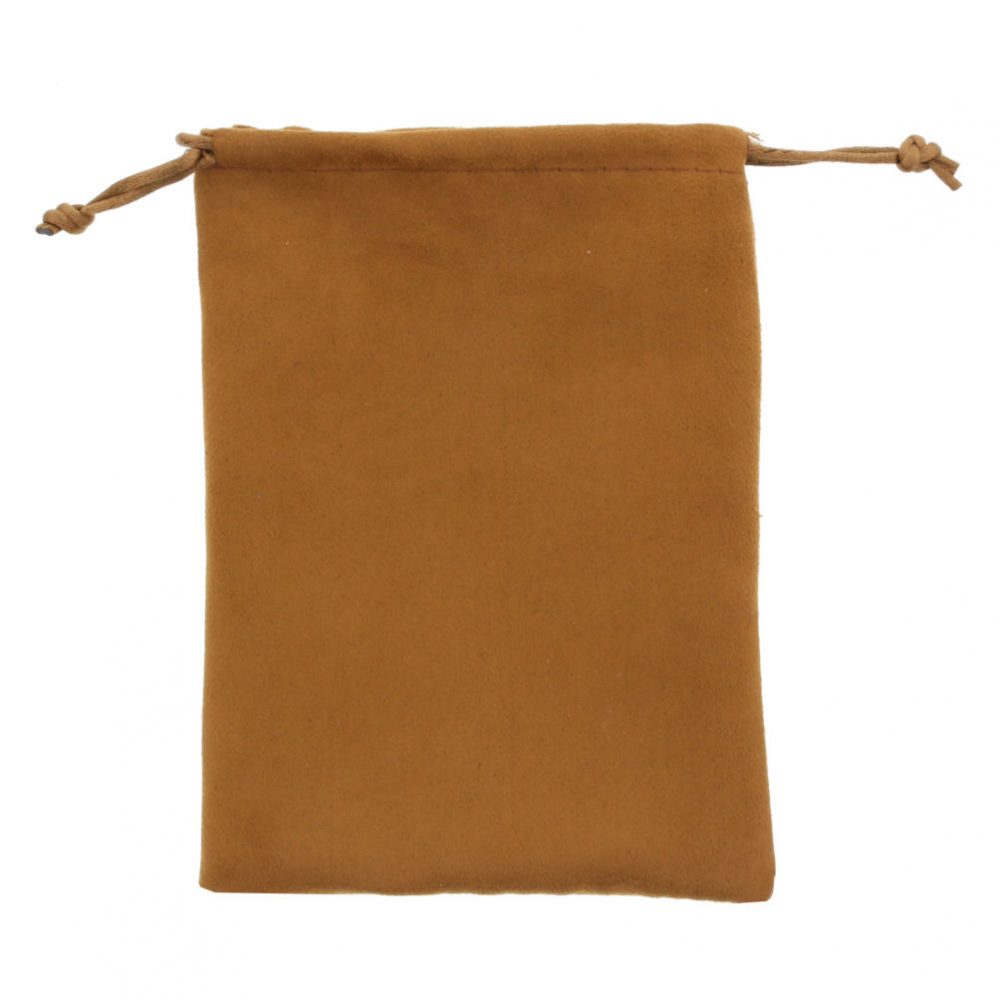 suede pouch camel brown 12x16cm