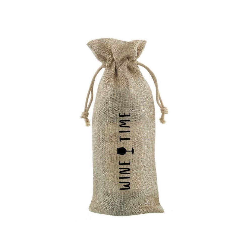 100 pieces Printed Biodegradable Jute Bottle Bags 15x38cm