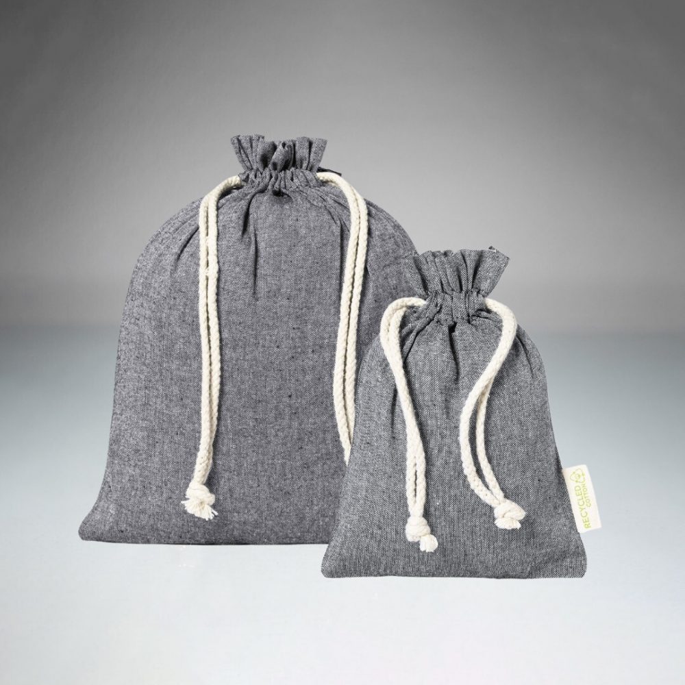 Recycled Grey Cotton Drawstring Bags 120 gr/m2