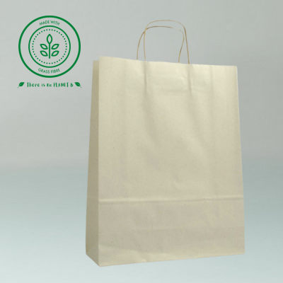 Recycled Grass Paper Bags with twisted cord | Low Co2 impact | Various Sizes