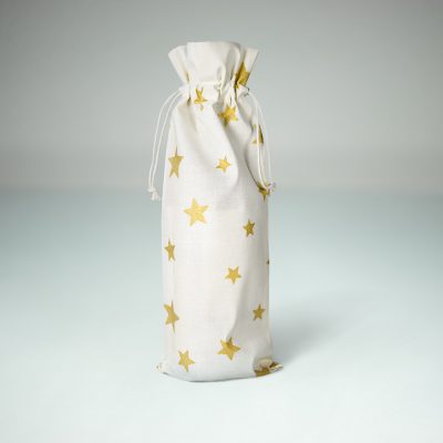 50 pieces Ecological Cotton Wine Bottle Gift Bags with Gold Stars pattern
